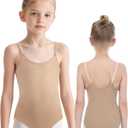 iMucci Professional Leotards for Girls Nude Leotard Seamless Camisole Undergarment with Transition Clear Strap, Medium