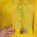 Sayang Cotton Anarkali Indian Kurti for Women Summer Dress Kurta Pant with Dupatta Set (Yellow). L /40
