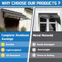 Fixed Window Awning - Aluminum Awning for Door Entrance 52" W x 31" H with Triangle Frame, Door Awnings Exterior with Color Stone Tile, Waterproof All-Weather UV Protector for Patio, Porch