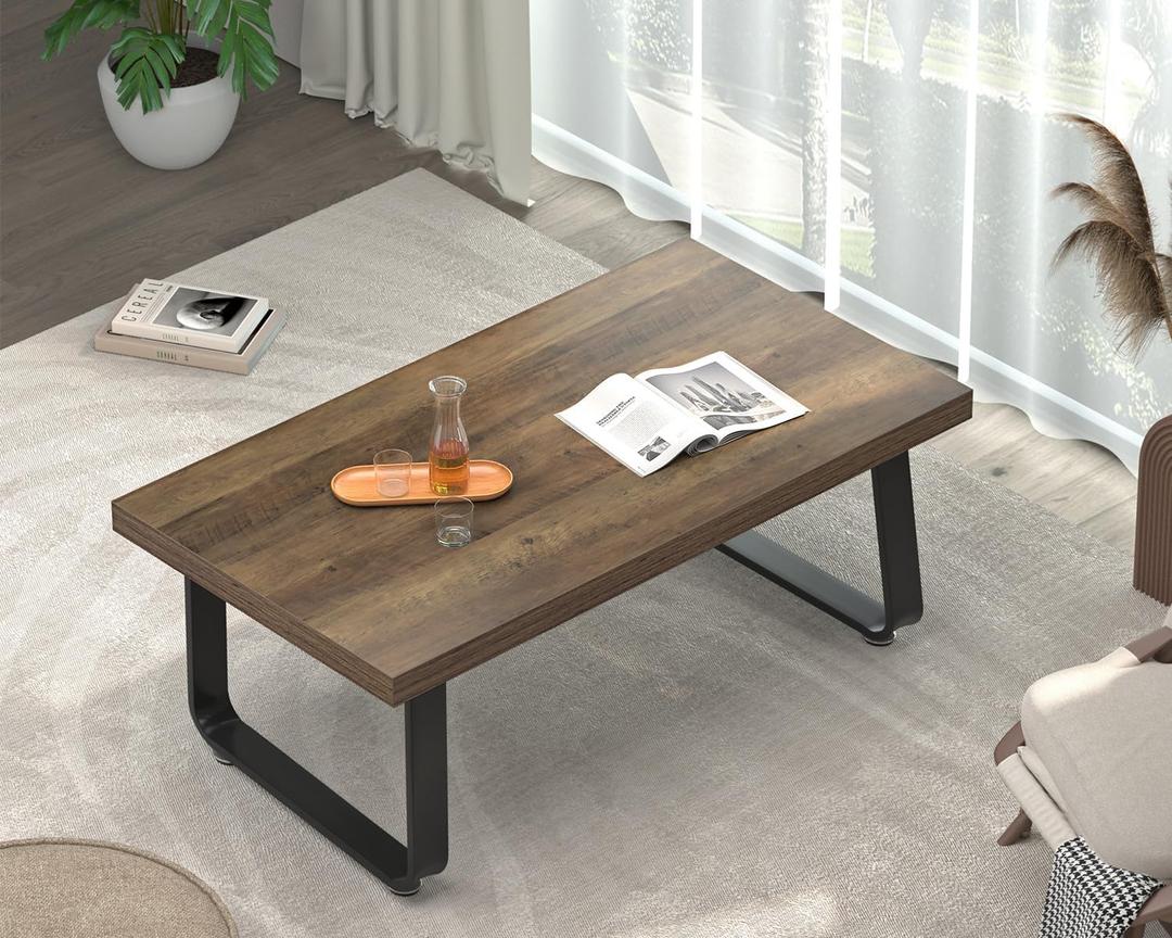 HSH 39" Wood Rectangle Coffee Table for Living Room, Rustic Oak