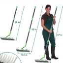 Thatch Rake, 67" Garden Dethatcher Rakes for Lawns Heavy Duty, 2-in-1 Metal Rake with Double-Sided Head, Manual Thatching Garden Tool for Dead Grass Moss Remove, Loosen Soil, Laying Sod, Yard Thatcher