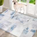 COMSLE Door Mat, Front Door Mat Indoor for Entrance Faux Wool Absorbent Non Slip Modern Throw Rug for Entryway Hallway Muddy Paws - Pet Friendly, 32x48 Inches,Square Blue Machine Washable