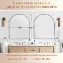 Arched Mirror, 30 x 36 Inch Gold Wall Mirror in Stainless Steel Metal Frame, Arch Top Rounded Corner 1 Inch Deep Set Design Wall Mount Hangs Vertical