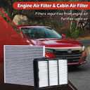 CA12290 Engine Air Filter and CF10134 Cabin Air Filter kit Compatible with 2018-2022 Honda Accord 1.5L Gas Only Replaces 17220-6A0-A00 80292-SDA-A01