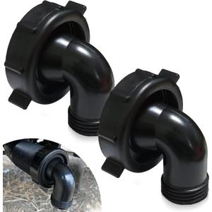 TonGass (2-Pack, 1-1/2" x 3/4", Black) T01-0091VP RV Swivel Drain Hose Connector 90 Drain connector for Draining Grey-Water Tanks Camper Sewer Adapter RV Water Drains Valve Parts & Accessories