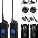SAMCOM Long Range Radio Walkie Talkies for Adults, FPCN30A Two Way Radio Rechargeable, 5 Watt High Power 2-Way Radio, Handheld UHF Radios with Earpiece (Black 2 Pcs)