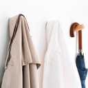 Wood Wall Hook, 6 Pack Natural Thick & Sturdy Wooden Coat Hooks Wall Mounted, for Hanging Towels Coats Plants, Entryway Hat Hanger (Ash Wood)