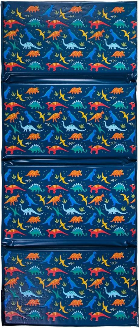 Wildkin Kids Vinyl Nap Mat  Foldable, Durable Rest Mat for Daycare & Preschool (Jurassic Dinosaurs)