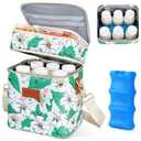 PIIOSER Breastmilk Cooler Bag with Ice Pack, Fits 6 Baby Bottles Up to 9 Oz, Stylish Baby Cooler Travel Bags with Shoulder Strap, Double Layer & Leakproof for Nursing & Working Moms Daycare, Floral