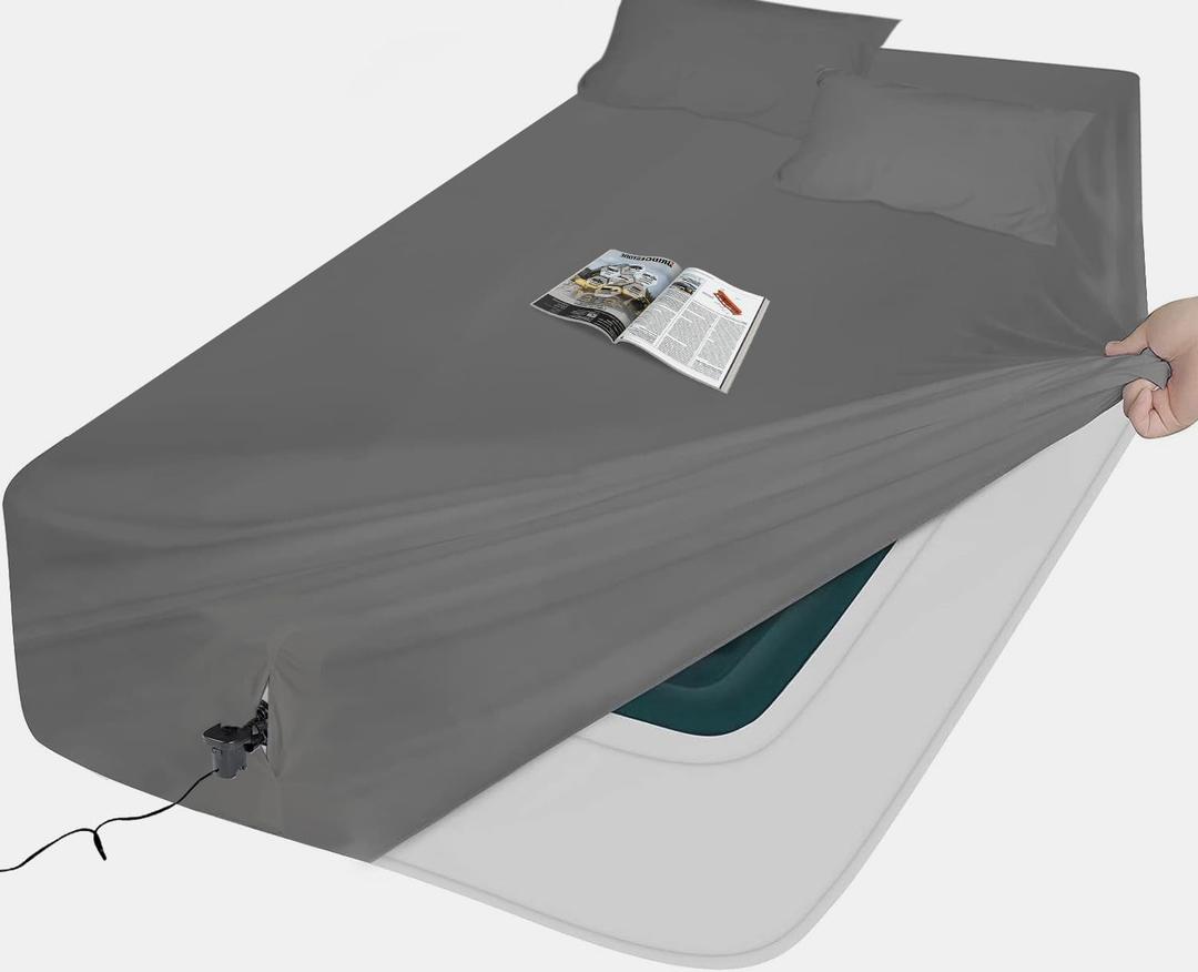 AEHISDHIE Queen Sheet Sets Air Mattress Sheets - 3 Pieces Queen Sheets Sets 16 to 24 inch - Inflate Without Disassembly Convenient & Firm Easy to use Air Mattress (GrayQueen)