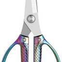 JASNI STAINLESS STEEL HEAVY-DUTY KITCHEN SHEARS, SHARP PROFESSIONAL ALL-PURPOSE SCISSORS FOR FOOD, MEAT, POULTRY, AND COOKING, RAINBOW IRIDESCENT TITANIUM FINISH, UTILITY AND OFFICE USE.