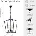 4-Light Chandelier, Farmhouse Black Chandelier for Kitchen Dining Room Light Fixture Lantern Pendant Ceiling Light, Rustic Chandelier with Metal Cage Hanging Lights for Living Room Bedroom Entryway (CL-025-black)