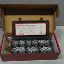 NEXTACK Rivet Gun Kit with 350 Blind Rivets, Heavy Duty Two-Handed 1/4 Pop Rivet Gun Set (NT300), 5 Nosepieces, Built-in Shaft Catcher for Van, Gutter & Automotive