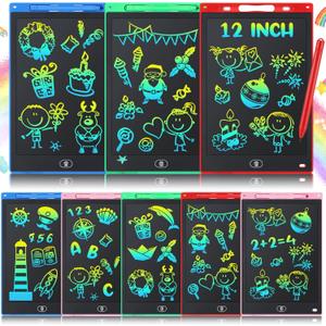 Zhehao 8 Pcs 12 Inch LCD Writing Tablet for Kids Bulk Doodle Board Colorful Doodle Pad Writing Board Electronic Drawing Tablet for Christmas Kids Girl Boy Toddlers Learning Birthday Gifts(Black Trim)