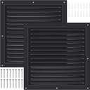 2 Pcs 12" x 12" Gable Vent Shed Attic Vent with Screen Mesh Square Metal Vent Covers Vent Grille for Exterior Door House Attic Garage Ceiling, Boost Ventilation and Guard Against Moisture (Black)