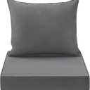 Outdoor Seat Cushion Set 24x24 Inch Waterproof & Fade Resistant Cushions for Patio Furniture, Removable Cover Deep Seat & Back Cushion with Handle and Adjustable Straps for Chair Sofa, Grey (24 x 24 Inch)