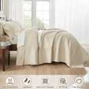 Qucover Oversized King Bedspread 132x 120, Extra Wide Alaska King Bedspread, 3 Piece Soft Microfiber Lightweight Oversized King Quilts Set, Vintage Persian Pattern, with Pillow Shams, Beige