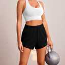 PINSPARK Womens Sweat Shorts Casual Soft Athletic Short Elastic Waisted Comfy Lounge Shorts Activewear 3" with Pockets (Black, XXL)