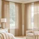 MIULEE Brown Sheer Curtains 63 Inches Long, 4 Panels Set, Rod Pocket Voile Drapes Light Filtering and Semi Transparent, Elegant Window Treatments for Bedroom Living Room,42 x 63 Inches