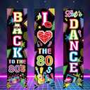 Chiisong 3 Pieces 80's Party Decorations Back to The 1980 Banners I Love 80s Porch Signs Hanging Backdrops for Home Bar Retro Theme Hip Hop Rock Disco Birthday Party Door Wall Decor Supplies