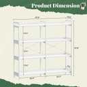 Huuger 4 Tier Bookshelf with 8 Open Shelves and Raised Baffle, White