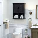 HAIOOU Bathroom Wall Cabinet with Motion Sensor LED Light, Wooden Medicine Cabinet Wall Mounted Cupboard, Over Toilet Storage Cabinet with Buffering Hinges and Adjustable Shelf - Black, 23.6" W x 8.2" D x 29.5" H