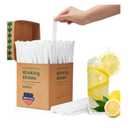 Plastic Straws [500 Pcs-7.8" Long] Individually Wrapped Clear Disposable Drinking Straws - Made in USA - Straight Long Straws for Party, 0.23'' Diameter