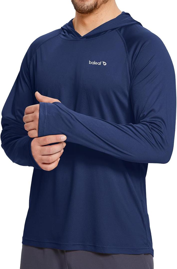 baleaf Mens Fishing Sun Shirts Long Sleeve Rash Guard Hoodies | Artic Cooling SPF UV Shirts for Swimming UPF 50 Qucik Dry Hoodie for Hiking Lightweight & Breathable with Thumb Holes & Hood XXL