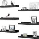 Floating Shelves Set of 6, Black Wall Shelves with Lip, Display Shelves for Wall Decor, Modern Picture Ledge for Living Room, Bedroom, Nursery, Bathroom, Pictures, Books, Plants- Black (Modern Black)