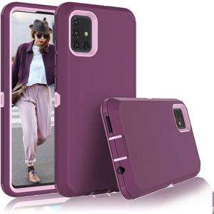 Galaxy A71 4G Case, Protection Shockproof Heavy Duty Armor Rugged Rough Hard Plastic Rubber Bumper 2-Layer Hybrid Protective Cover Case for Samsung Galaxy A71 4G (Pinkish Purple)