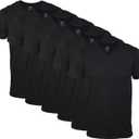 Gildan Men's V-Neck T-Shirts, Multipack, Style G1103 (Large, Black (6-pack))