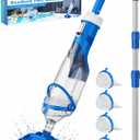 Cordless Pool Vacuum with Telescopic Pole, 18.5 GPM Powerful Suction, 1.5H Supercharge Technology, Handheld Pool Vacuum Cleaner for Above Ground/Inground Pools, Hot Tubs, Blue