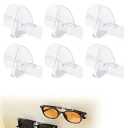 JoyHuaTrade 6 PCS Eyeglasses Holder Wall Mounted, Clear Hanging Sunglasses Organizer Storage with Self-Adhesive Sticker Drill-free Glasses Display Stand for Entryway Bathroom Bedroom Office Door Wall