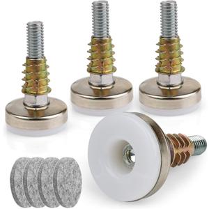 Heavy Duty Furniture Levelers Adjustable Furniture Legs Levelers, Leveling Feet for Tables Chairs Cabinets Sofa Raiser, Support 1320LBs, T- Nut Kit 3/8-16 Thread, Large Base,w/ 4 Felt Pads (4 Pack)