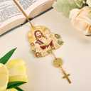 2 x Jesus Car Mirror Hanging Christian Gifts for Men Women, Metal Daily Bible Verse Car Rearview Decor Accessories, Christ Ornament Religious Gift for Truck Driver