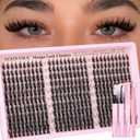 Manga Lash Clusters Kit Natural 300 Pcs Cluster Eyelash Extensions Kit Wispy Fairy Fluffy Eyelash Clusters Anime Cosplay Individual Lash Extensions Kit CC Curve 10-16mm