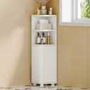 Hzuaneri Corner Cabinet, Small Bathroom Corner Cabinet with Doors, Narrow Storage Cabinets with Adjustable Shelves, Bathroom Organizers and Storage for Small Space, White BC20003X, 7.9"D x 7.9"W x 31.1"H