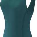 Racerback Workout Tank Tops for Women Sleeveless Gym Yoga Shirts, Athletic Sports Camisole, Scoop Neck Seamless Activewear (Green, XL)
