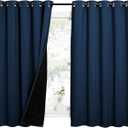 NICETOWN 100% Blackout Curtains with Black Liners, Thermal Insulated Full Blackout 2-Layer Lined Drapes, Energy Efficiency Window Draperies for Bedroom (Moroccan Blue, 2 Panels, 62" W by 63" L)