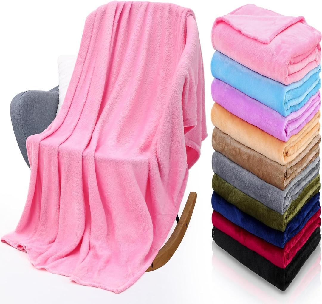 Panitay 10 Pcs Fleece Throw Blanket Bulk 50x60 Inch Soft, Multicolor, Small