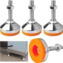 4 Pcs Heavy Duty Leveling Feet M12 Thread, Adjustable Furniture Feet 2.28" Dia Base, Anti Skid Threaded Rubber Feet, Adjustable Swivel Levelers for Furniture, Workbench, Machine (D60xM12x60)