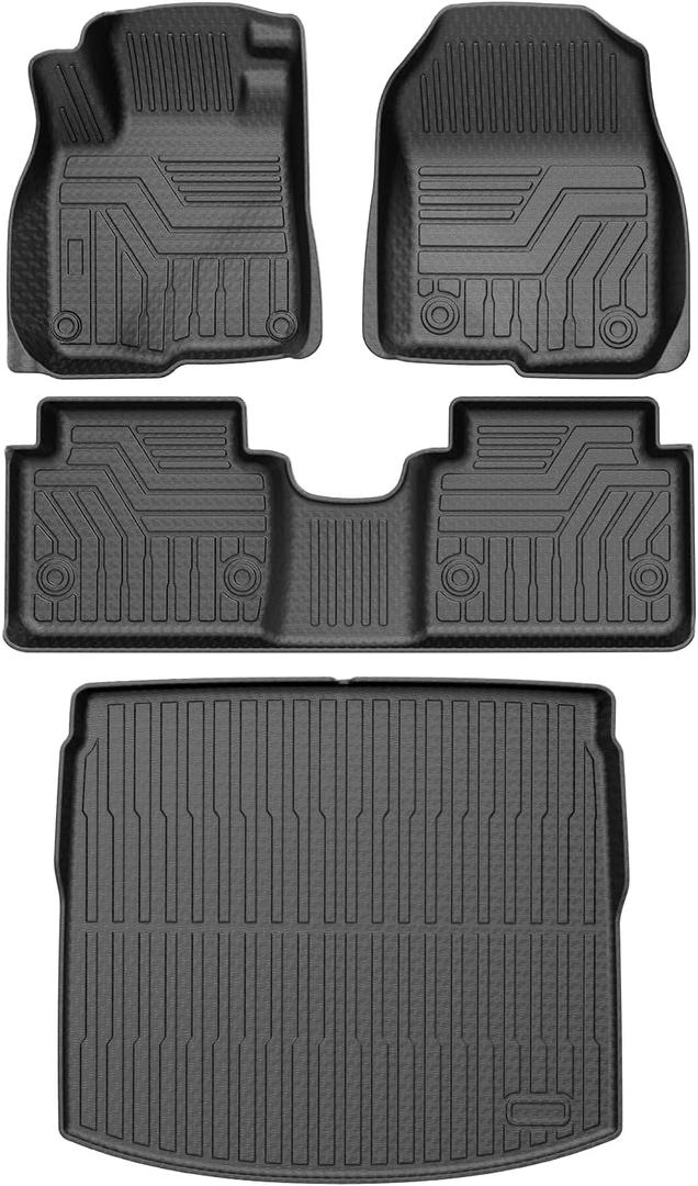 Mixsuper CRV Floor mats-Floor Mat & Cargo Liner for Honda CR-V CRV 2017-2022 (NOT for Hybrid),All Weather TPE Rubber Floor Liners Protection for CRV Accessories,Full Set Anti-Slip Car Mats,Black