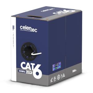Cat6 Plenum Cable, 500ft, UTP(Unshielded Twisted Pair), 23AWG Solid Bare Copper, 550MHz, UL Listed &CMP Rated, Bulk Ethernet Cable-White