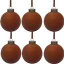 6 Pcs Velvet Christmas Balls Bulk Shatterproof Plastic Christmas Tree Decorations for Decorative Hanging Baubles (6, Brown, 3.94Inch)