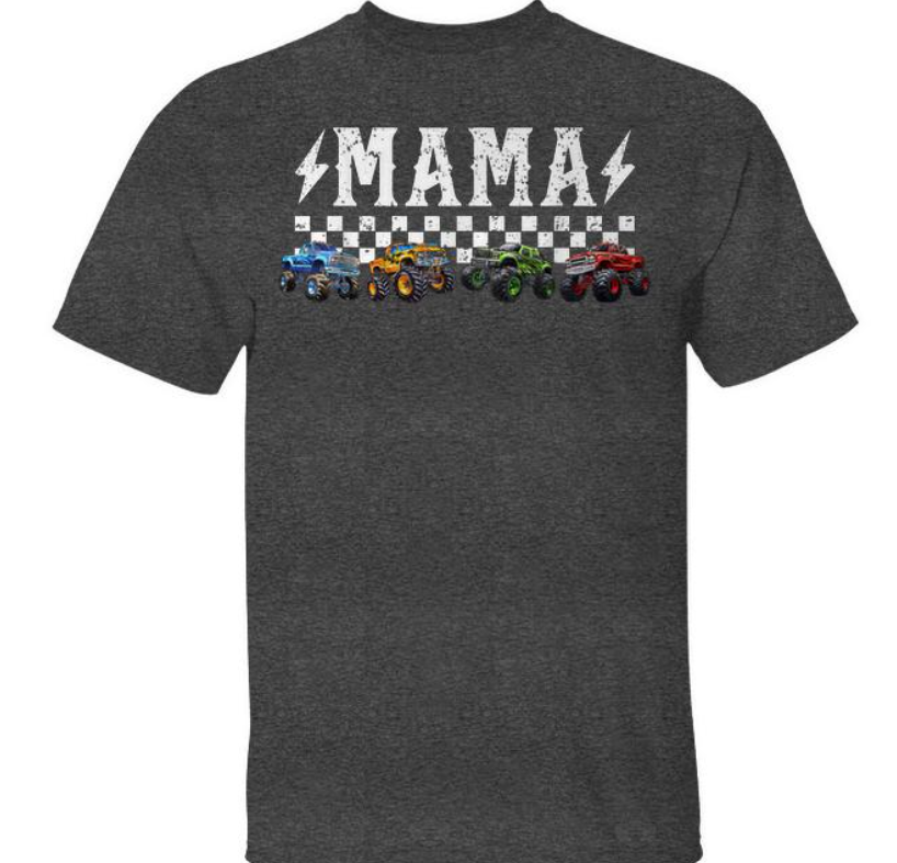 Mama Retro Monster Truck Family Crew Birthday Matching T-Shirt, Size XL