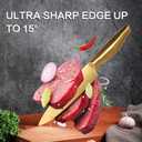 Gold Kitchen Knife Set with Block, Gold Titanium-Coated High Carbon Stainless Steel Non-Rust Chef Knives,Ideal Gifts for Wome Home Cooking