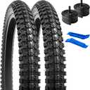 YUNSCM 2-PCS 20" Bike Tires 20x2.4/64-406 and 20" Bike Tubes Schrader Valve Compatible with Mountain Bike 20x2.35 20 x 2.40 Bicycle Tires and Tubes (Y-1094)