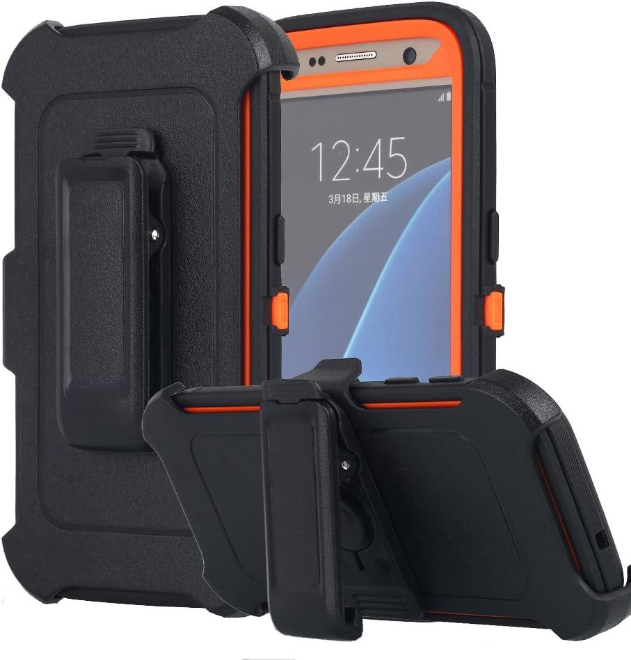 Galaxy S7 Case, AICase Heavy Duty Holster Case Belt Clip + Armor Protective Kickstand Cover with Built-in Screen Protector for Samsung Galaxy S7 (2016) (Black/Orange)