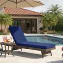 Summsun Chaise Lounge Cushions Outdoor - Waterproof and Fade Resistant Sun Lounger Replacement Cushions - Patio Lounger Pads with Removable Cover for Pool, Deck, Lawn, 80 x 26 x 3 Inch, Navy, 80" x 26" x 3 | 1 Pack