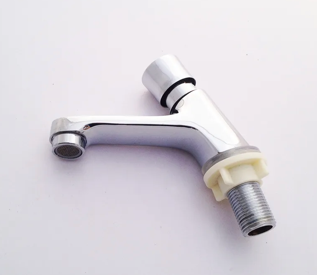 High Quality Public Lavatory Bathroom Push Self Closing Saving Water Delay Action Sink Tap Faucet Chrome Finish